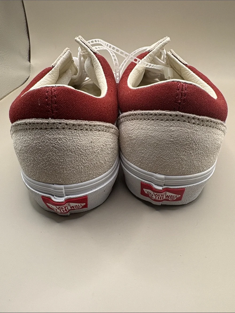 Vans Old Skool Red(Chili Pepper)Canvas& Cream Suede Low-Top Sneakers M5.5 W7 NEW